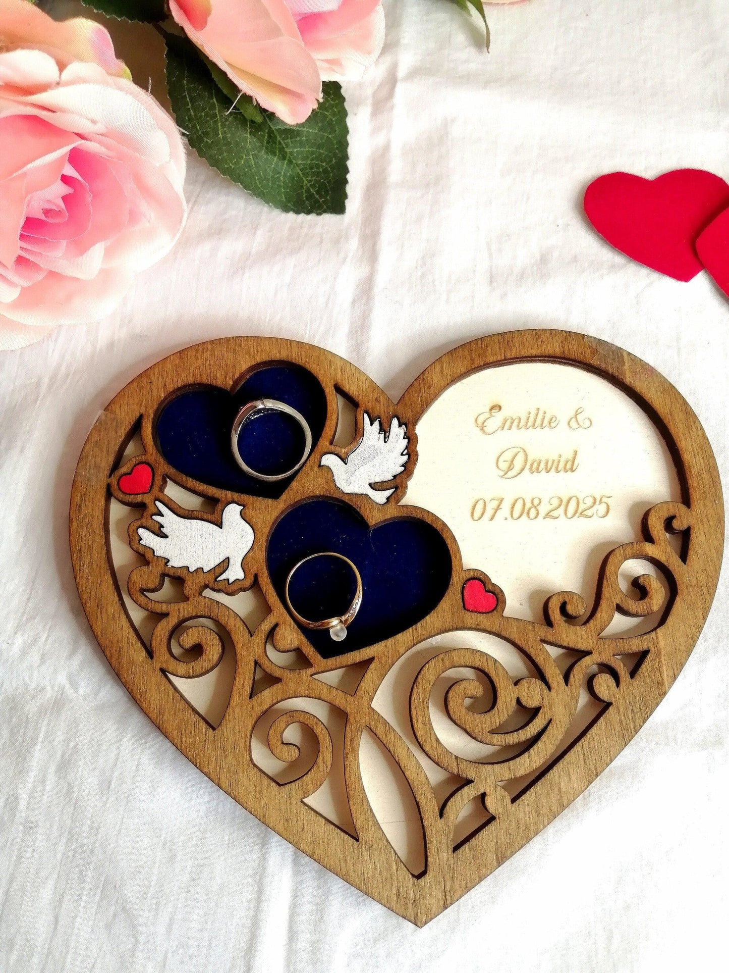 Porte alliances en bois Cœur personnalisé - Atelier Eli'magine