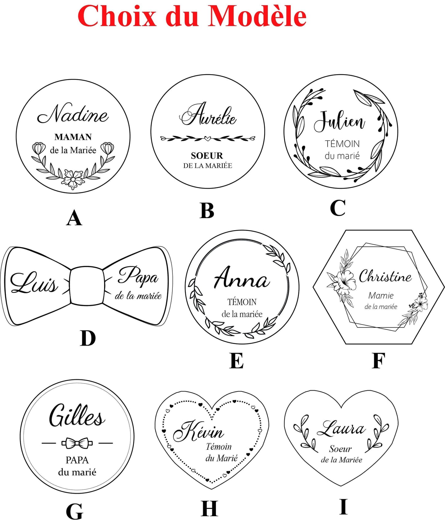 Badge mariage en bois personnalisé - Atelier Eli'magine