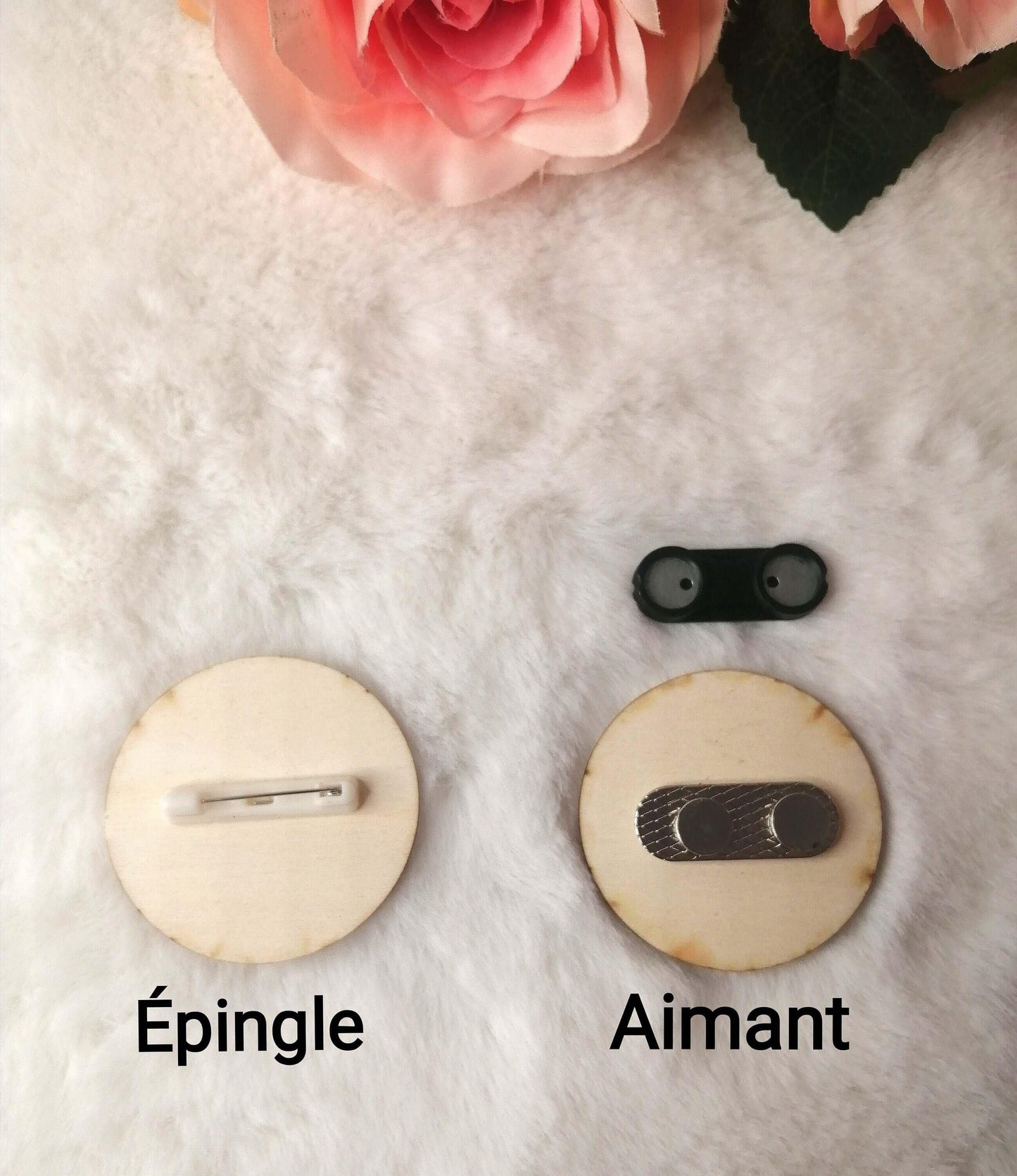 Badge mariage en bois personnalisé - Atelier Eli'magine
