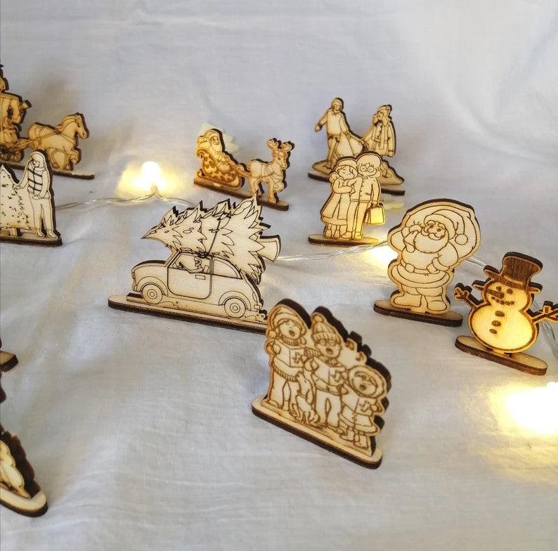 Personnages en bois pour village de noël - Atelier Eli'magine