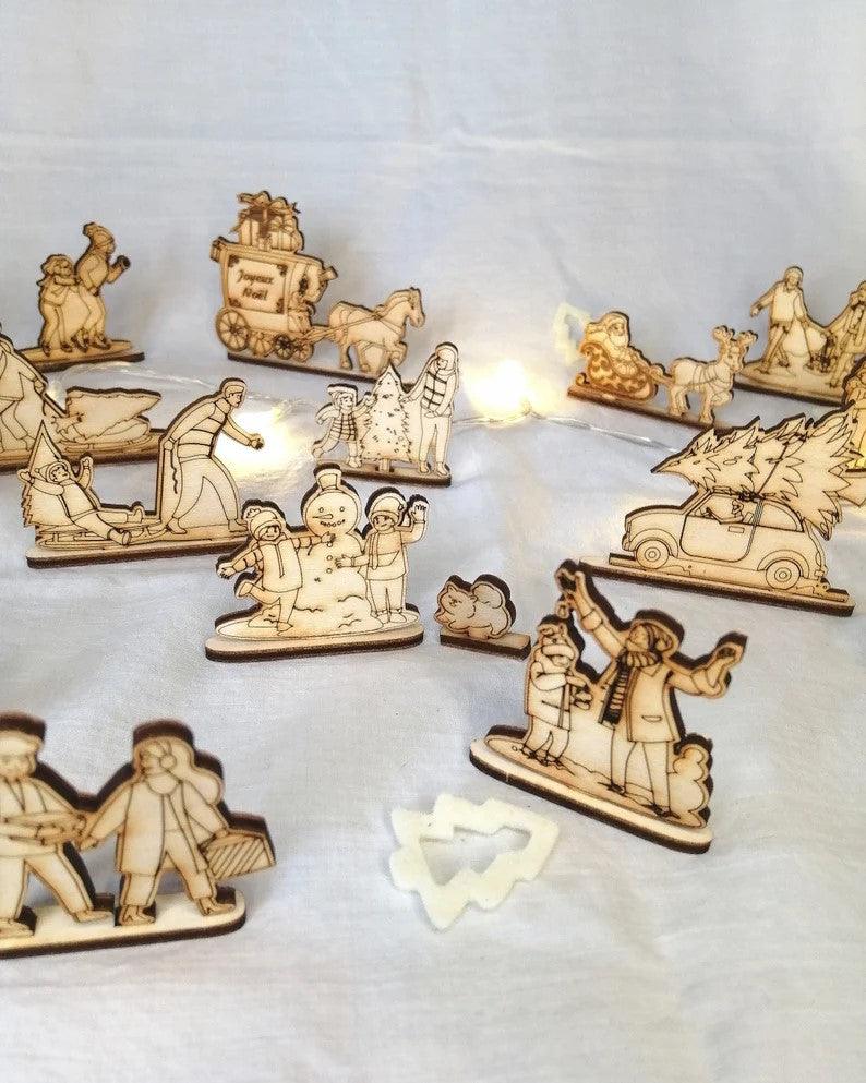 Personnages en bois pour village de noël - Atelier Eli'magine