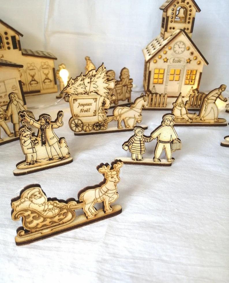 Personnages en bois pour village de noël - Atelier Eli'magine