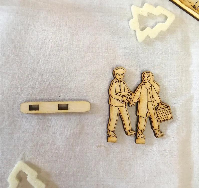 Accessoires en bois pour village de noël - Atelier Eli'magine