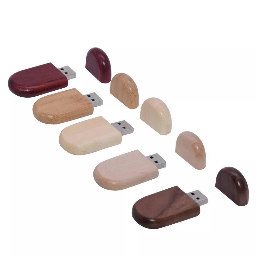 Clé USB 2.0 - 32Go, 64Go, 128 Go en bois ovale à personnaliser - Atelier Eli'magine