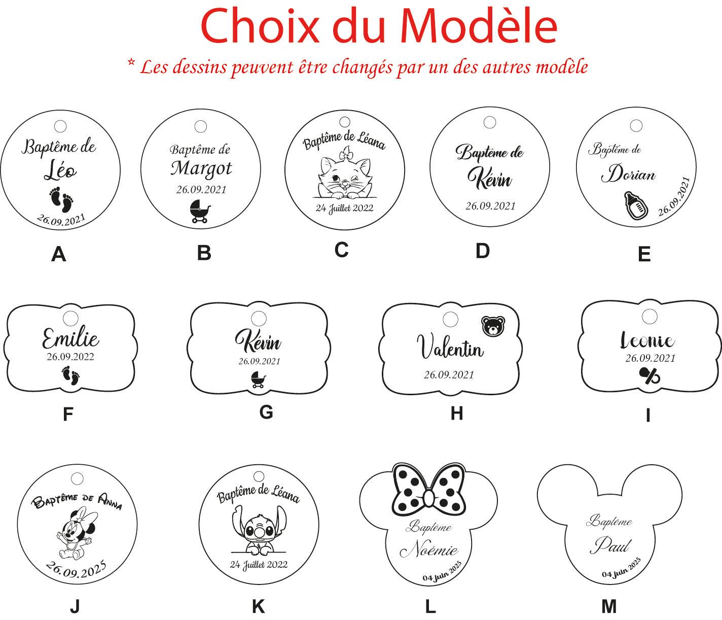 Etiquettes baptême en bois personnalisés - Atelier Eli'magine