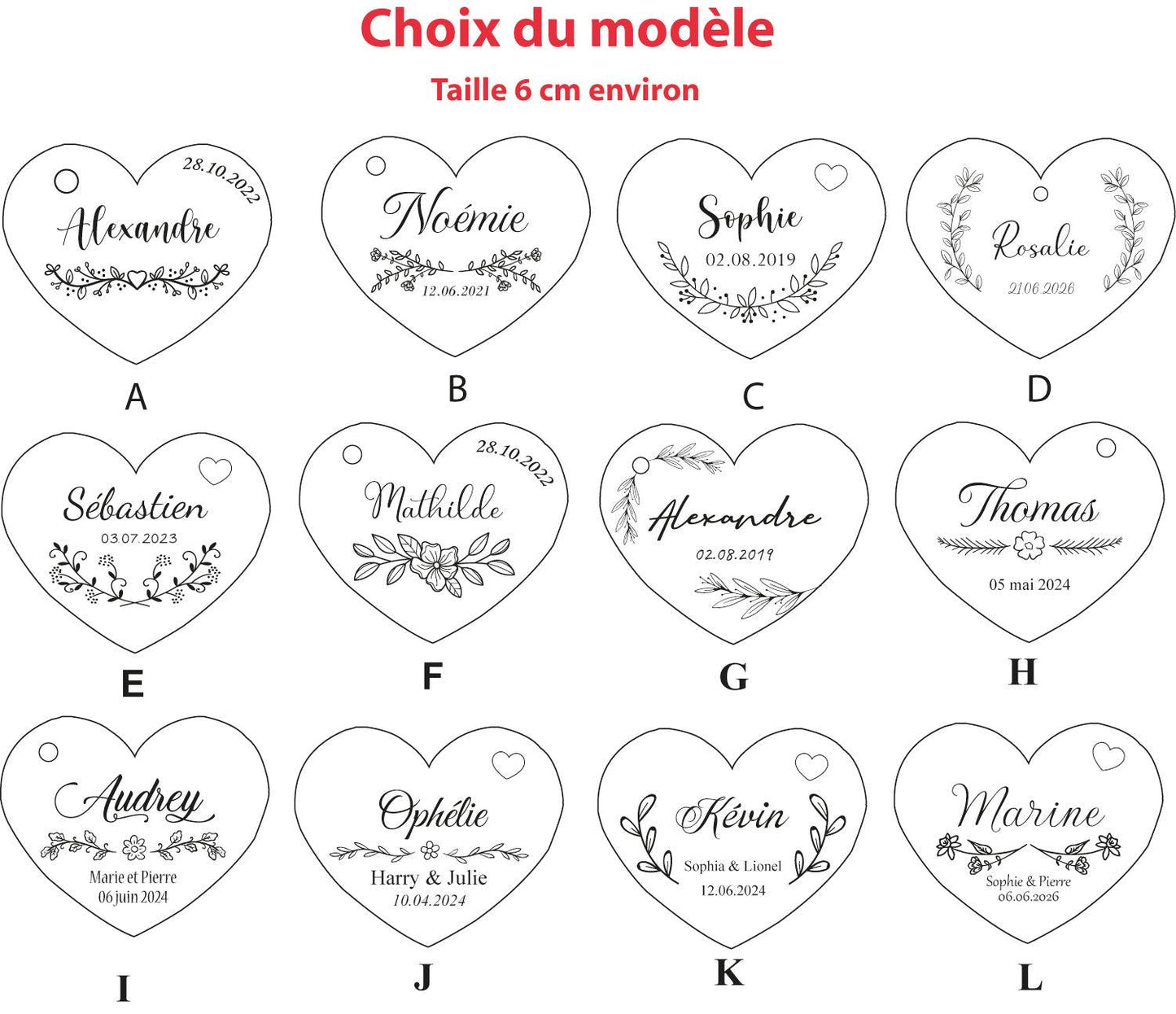 Marque place en bois forme coeur - Atelier Eli'magine