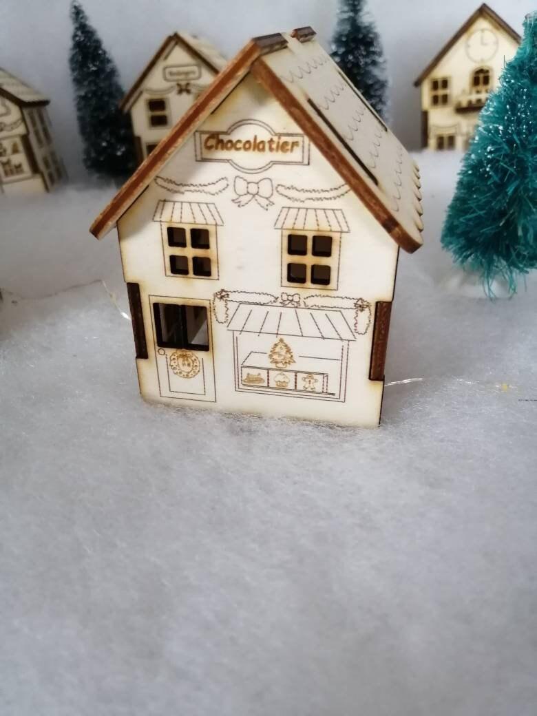 Maison en bois style «Boutiques » village de noël - Atelier Eli'magine
