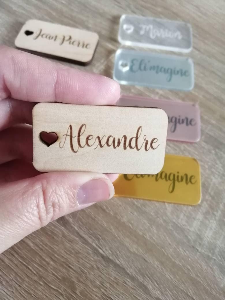 Marque place en bois étiquette - Atelier Eli'magine