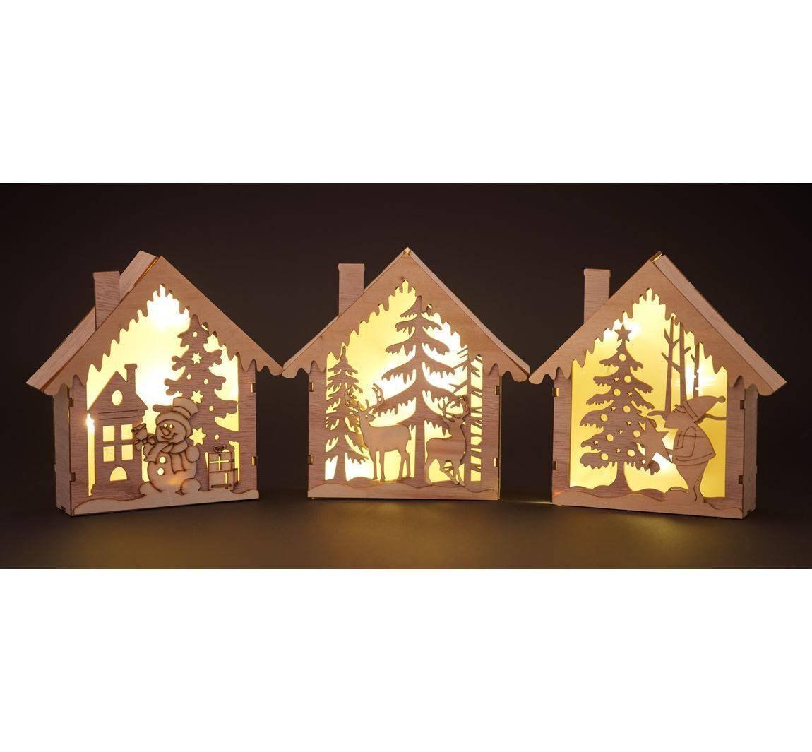 Kit de construction en bois maisons lumineuses « Univers de Noël » - Atelier Eli'magine