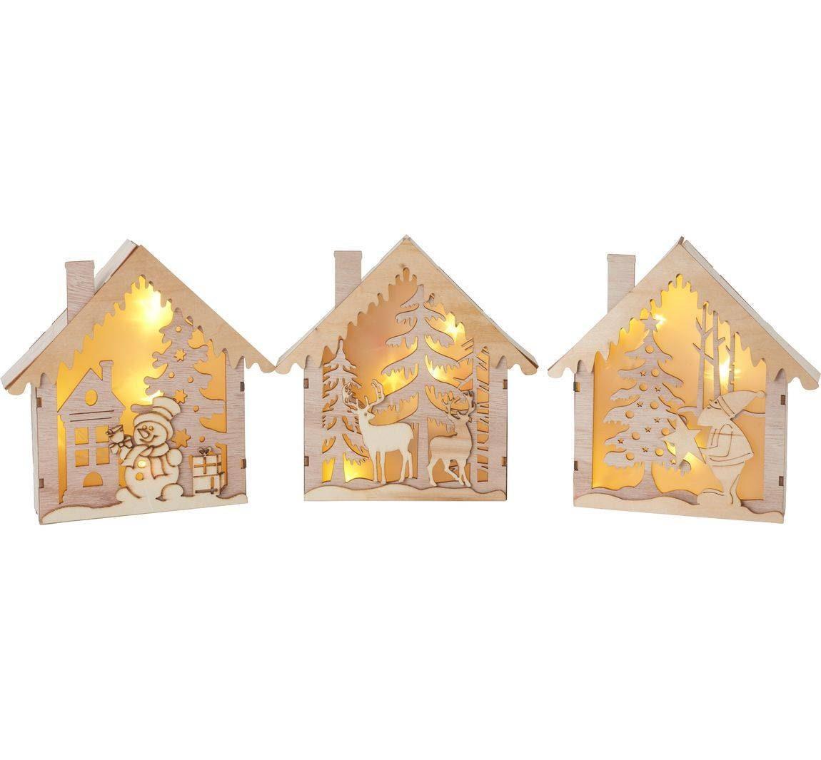 Kit de construction en bois maisons lumineuses « Univers de Noël » - Atelier Eli'magine
