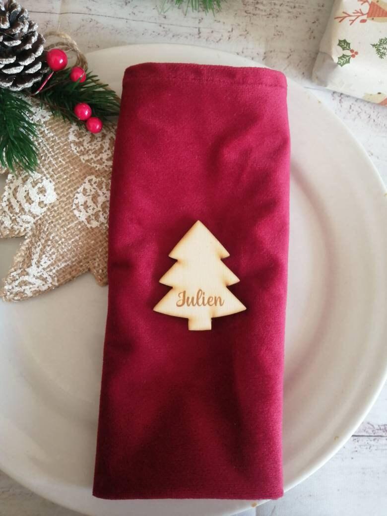 Marque place en bois étiquette forme Noel - Atelier Eli'magine