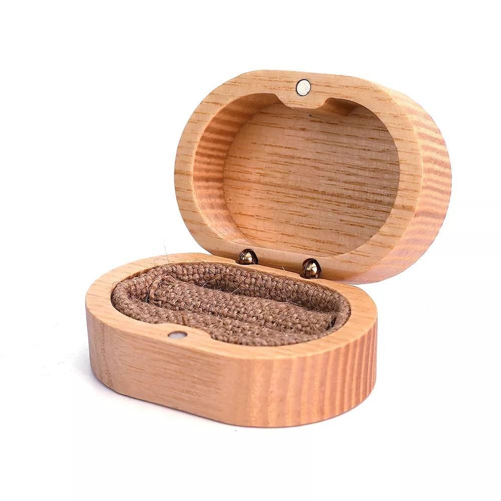Boîte alliance personnaliser Ovale en bois de Frêne - Atelier Eli'magine