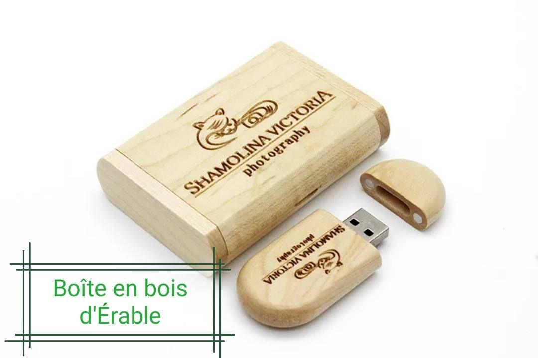 Coffret clé USB de 32Go en bois rouge à personnaliser - Atelier Eli'magine