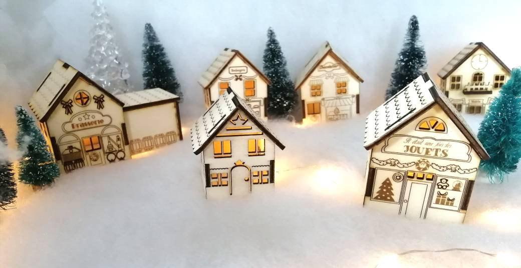 Maison en bois style «Boutiques » village de noël - Atelier Eli'magine