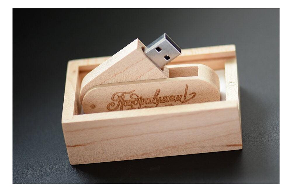 Coffret clé USB de 32Go en bois Erable à personnaliser - Atelier Eli'magine