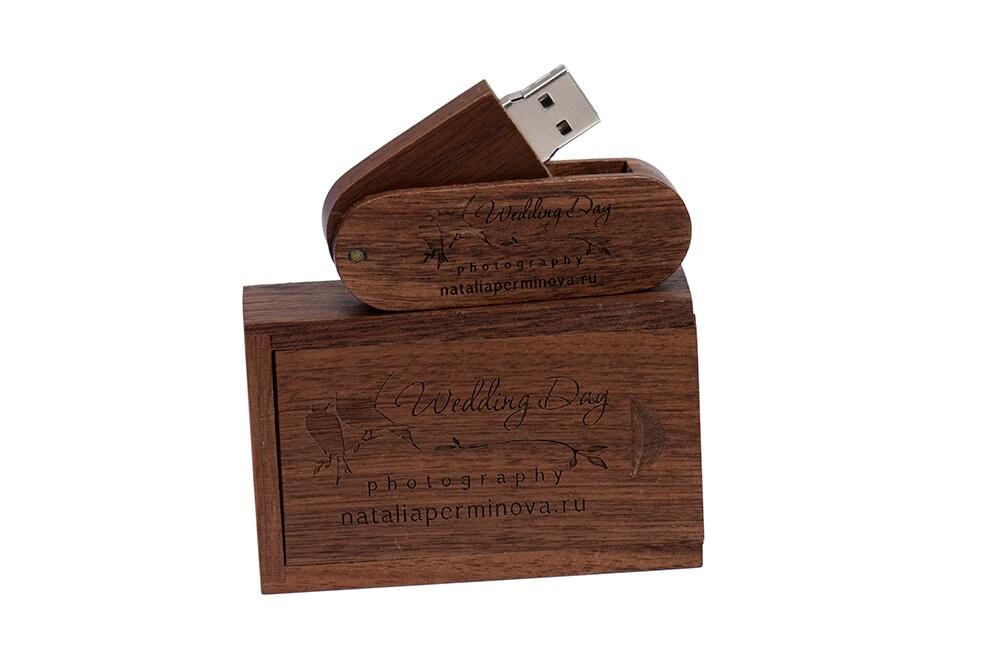 Coffret clé USB de 32Go en bois de Noyer à personnaliser - Atelier Eli'magine