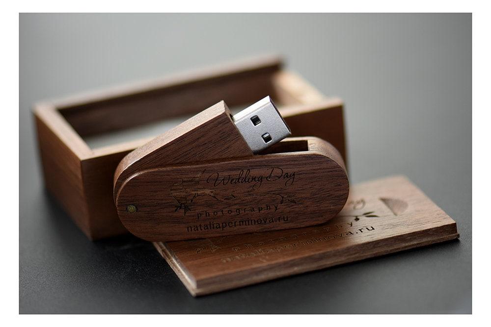 Coffret clé USB de 32Go en bois de Noyer à personnaliser - Atelier Eli'magine