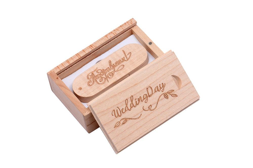 Coffret clé USB de 32Go en bois Erable à personnaliser - Atelier Eli'magine