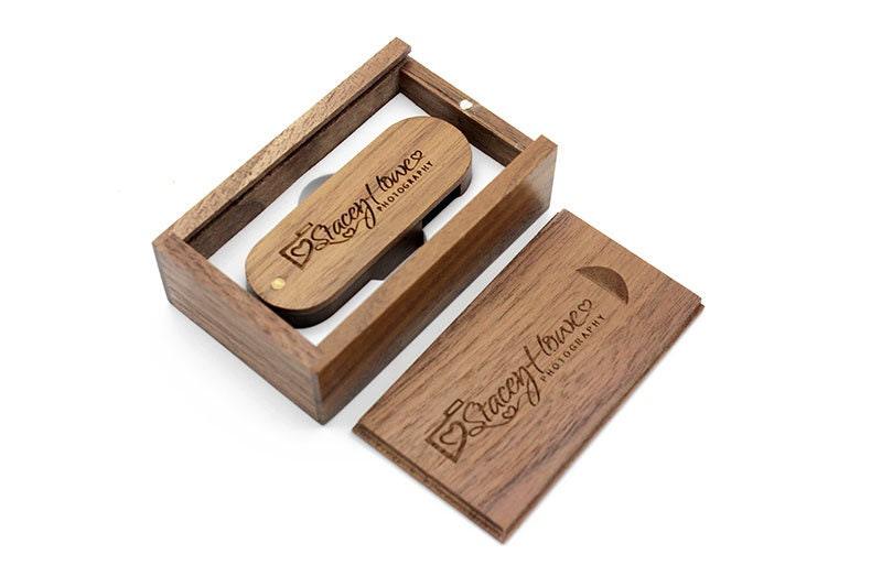 Coffret clé USB de 32Go en bois de Noyer à personnaliser - Atelier Eli'magine