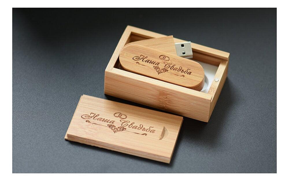 Coffret clé USB de 32Go en bois de Bambou Carbon à personnaliser - Atelier Eli'magine