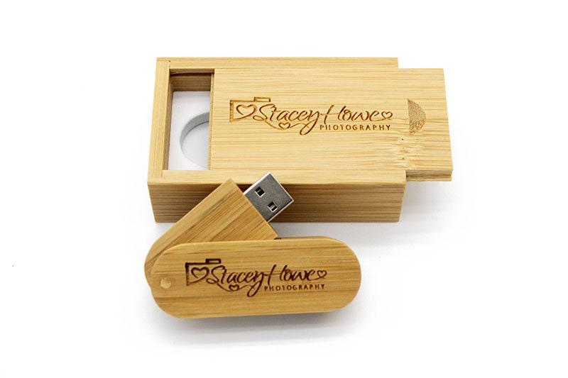 Coffret clé USB de 32Go en bois de Bambou Carbon à personnaliser - Atelier Eli'magine