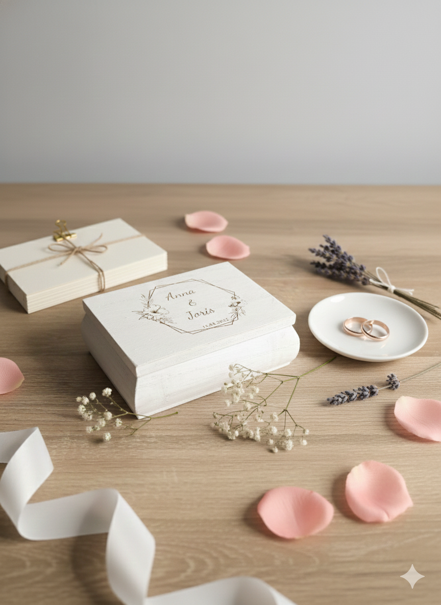 Boîte à alliance coffret Rustique en bois à personnaliser