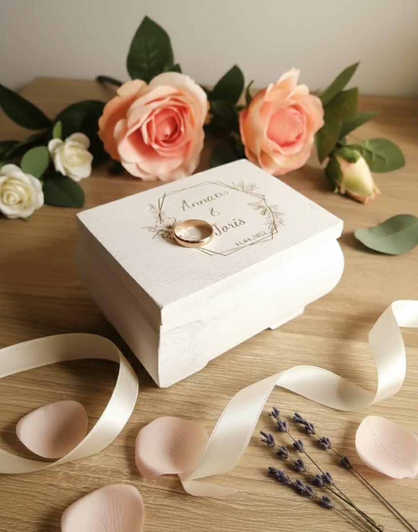 Boîte à alliance coffret Rustique en bois à personnaliser