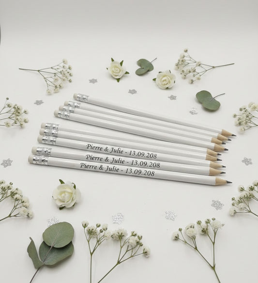 Crayons de papier personnalisés en bois gravé