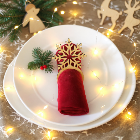 Lot de 4 Ronds de serviette Noël en bois