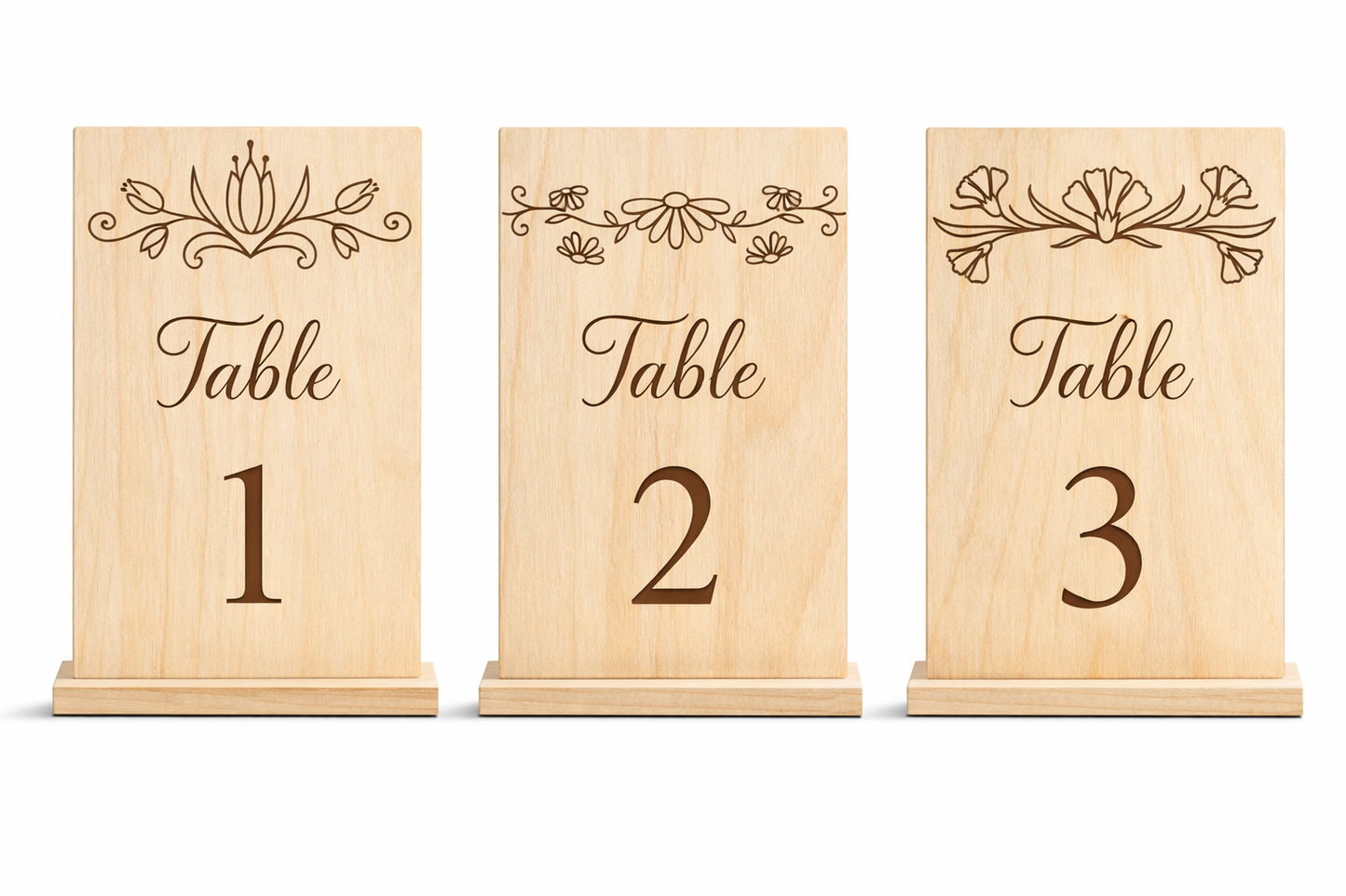 Numéros de table mariage en bois personnalisés – Élégance naturelle pour votre réception