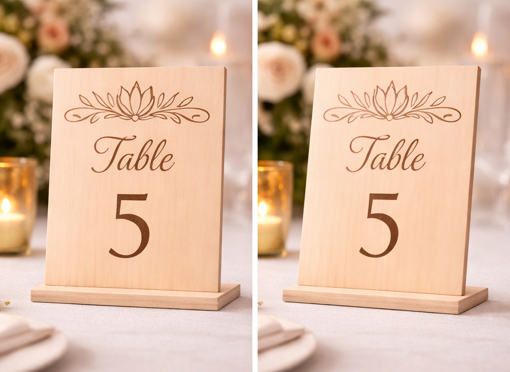 Numéros de table mariage en bois personnalisés – Élégance naturelle pour votre réception