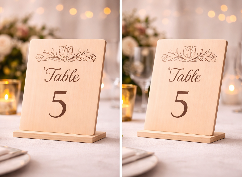 Numéros de table mariage en bois personnalisés – Élégance naturelle pour votre réception