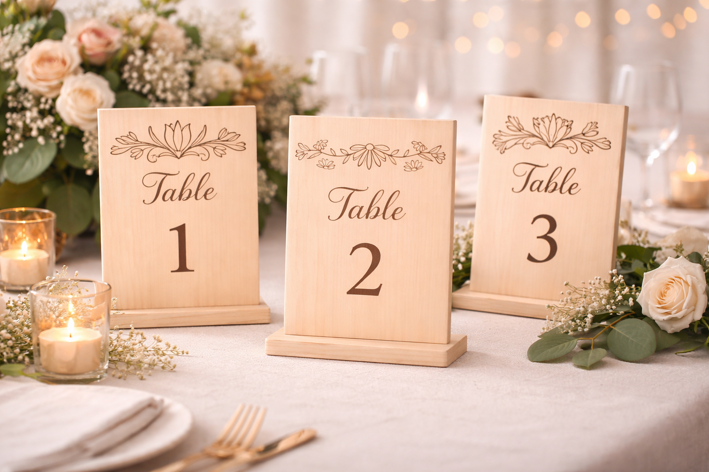 Numéros de table mariage en bois personnalisés – Élégance naturelle pour votre réception