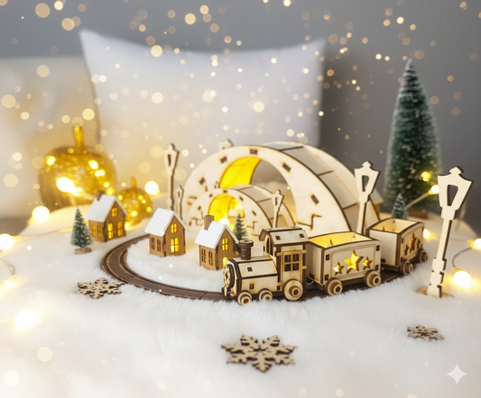 Petit train + pont pour village de noël