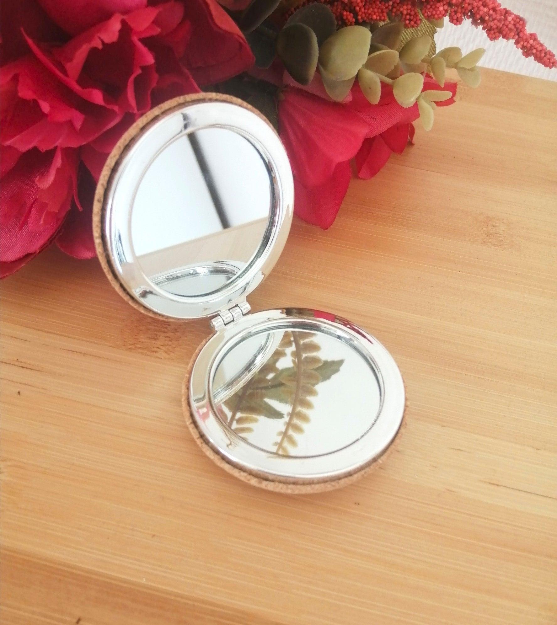 Miroir de poche en liège personnalisé - Atelier Eli'magine
