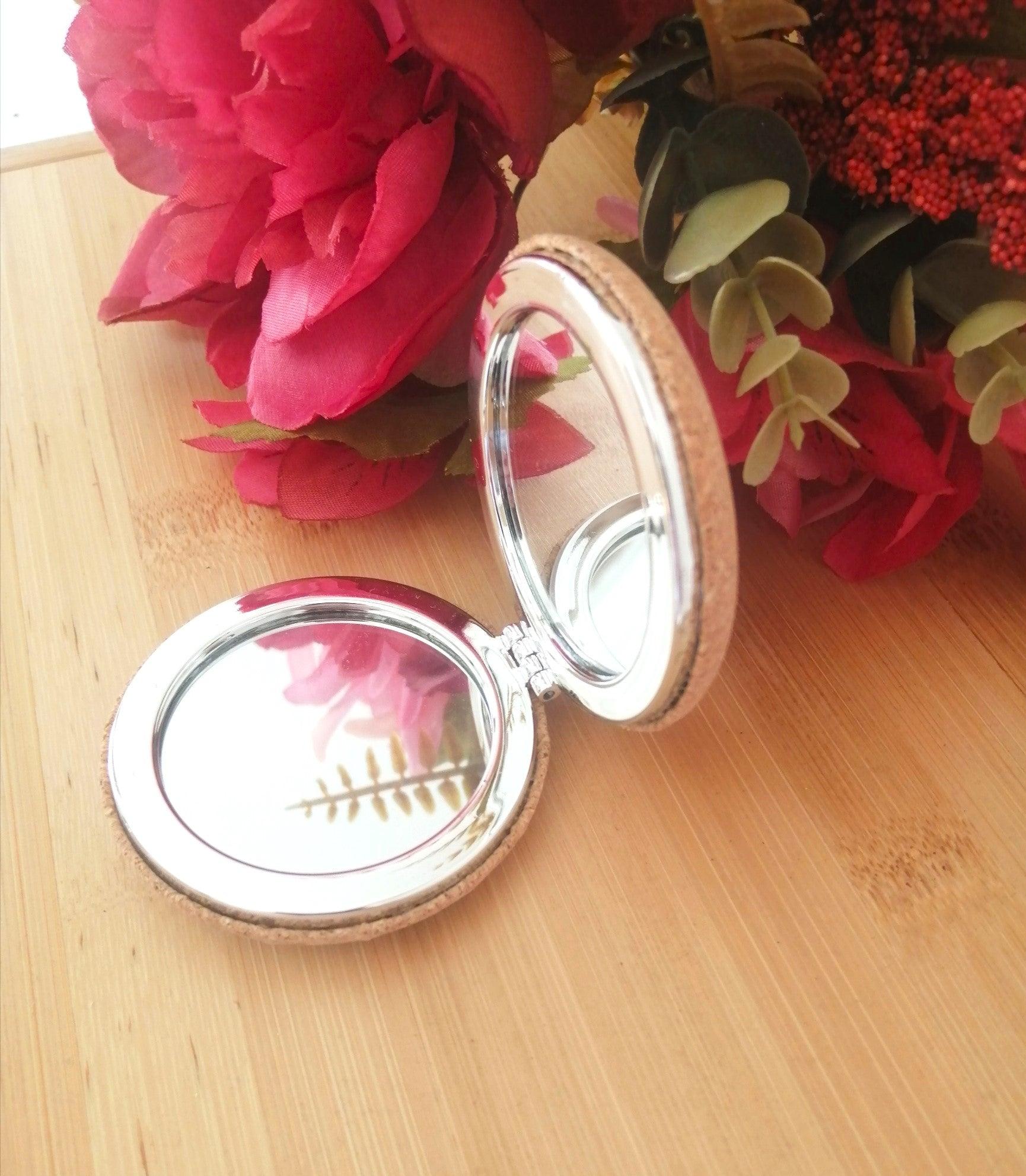 Miroir de poche en liège personnalisé - Atelier Eli'magine