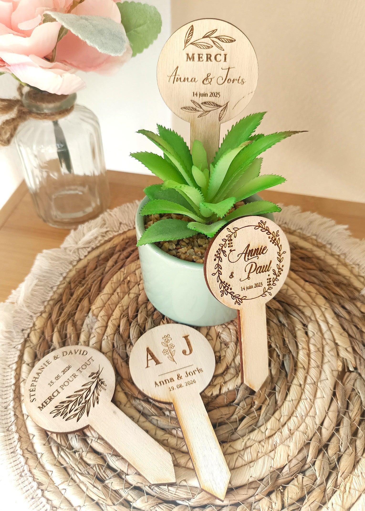 Décorations de mariage en bois succulentes personnalisées - Atelier Eli'magine