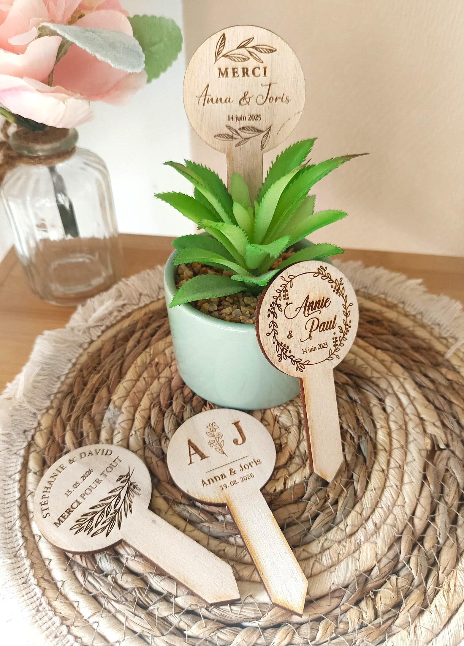 Décorations de mariage en bois succulentes personnalisées - Atelier Eli'magine