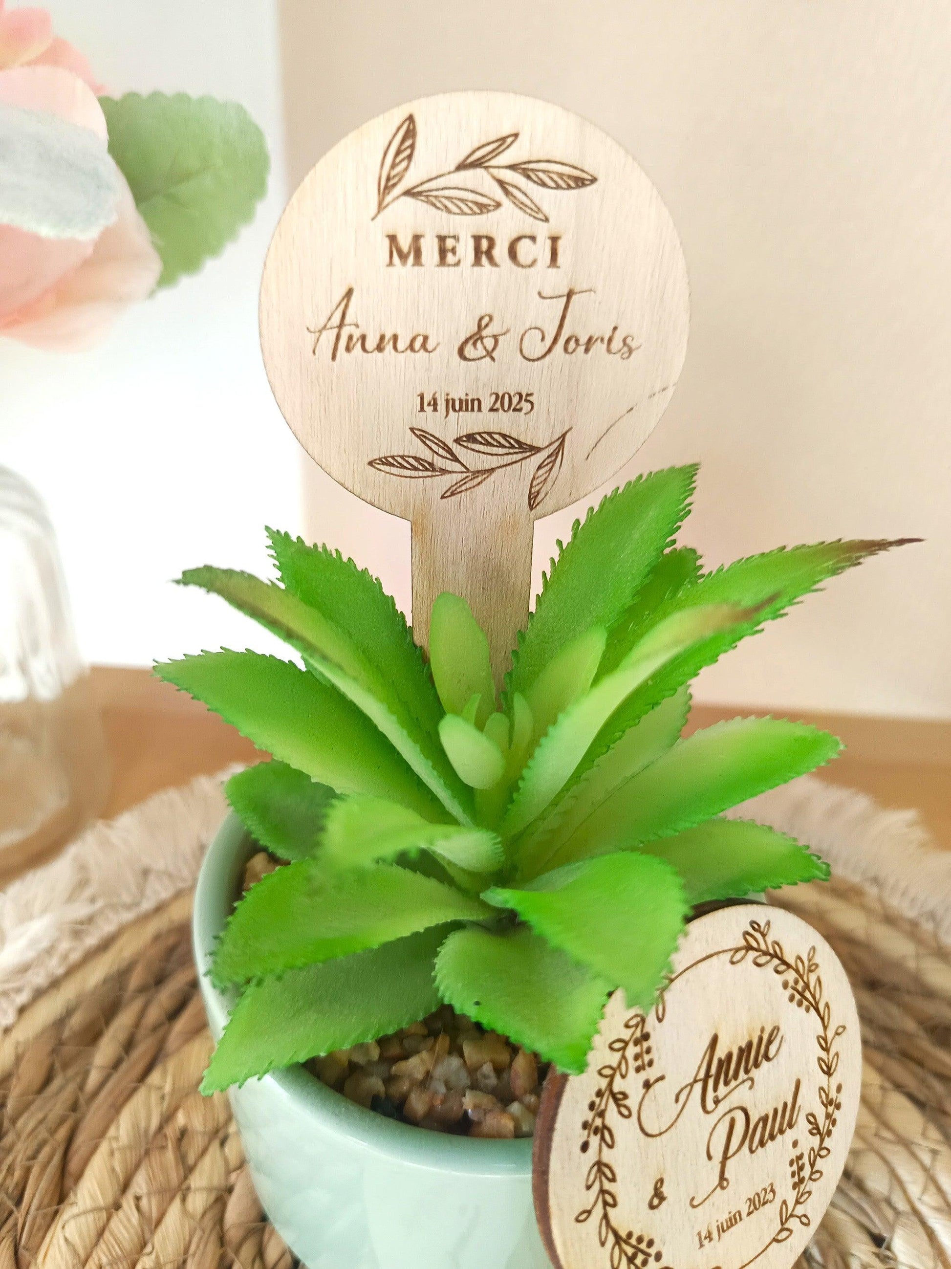 Décorations de mariage en bois succulentes personnalisées - Atelier Eli'magine
