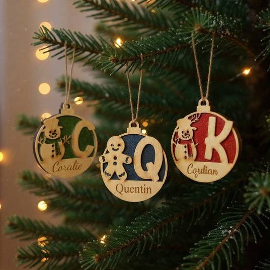 Boule de Noël personnalisée bois