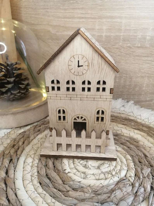 Maison en bois type  « Villa avec clôture  » 8pc, village de noel