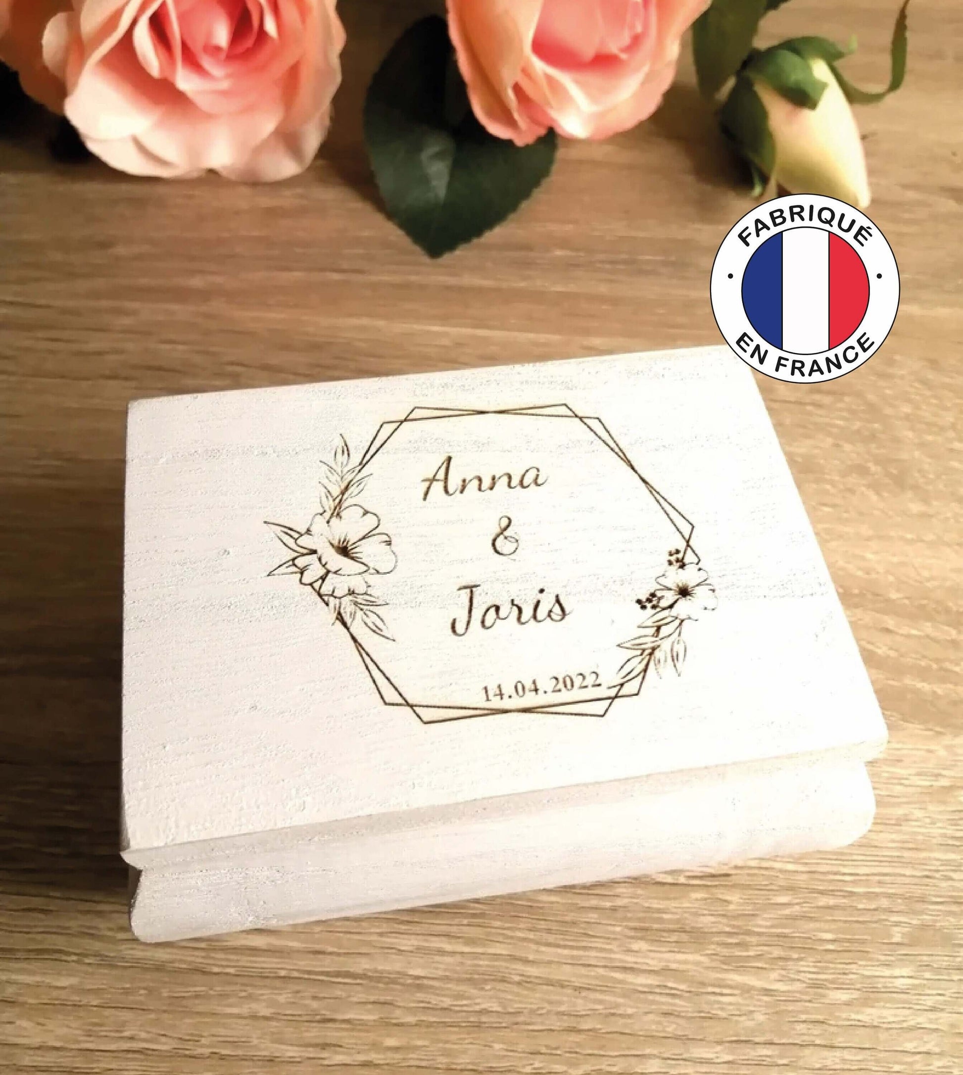 Boîte à alliance coffret Rustique en bois à personnaliser