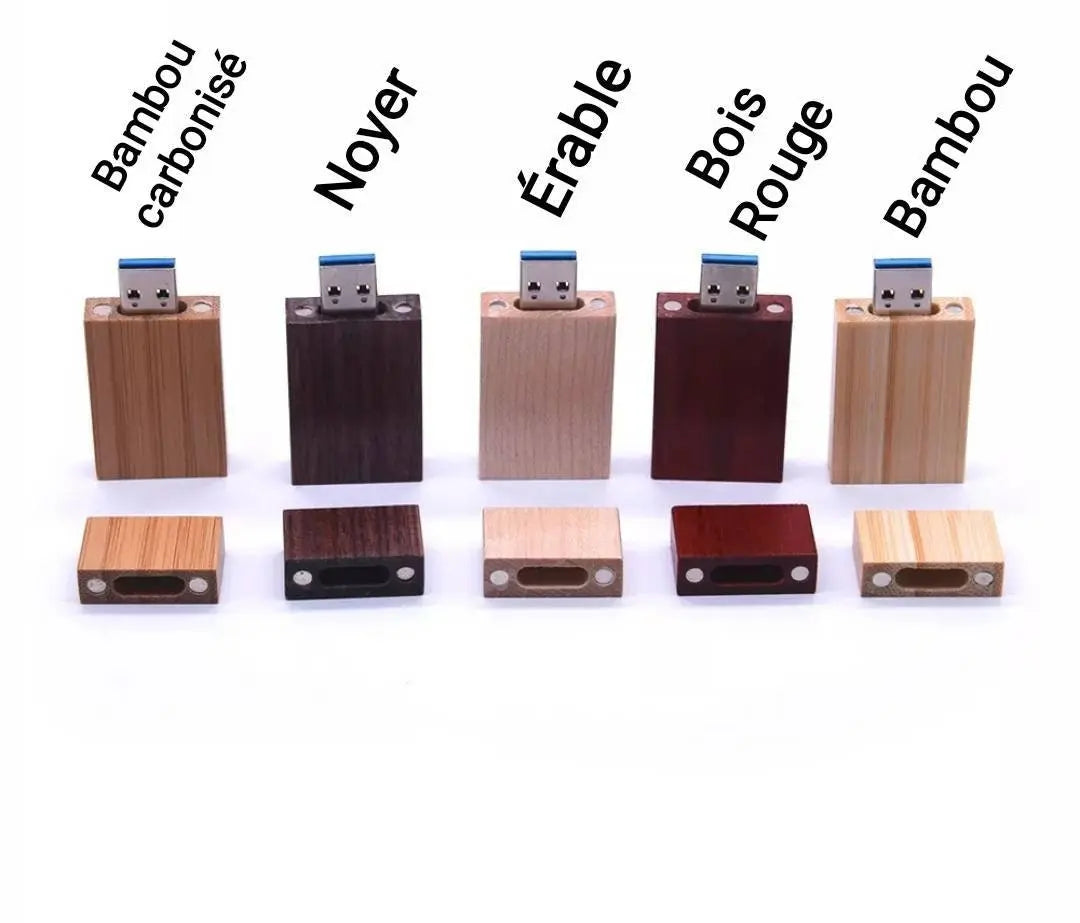 Clé USB 2.0 - 4Go, 8Go, 16 Go en bois ovale à personnaliser Ma boutique